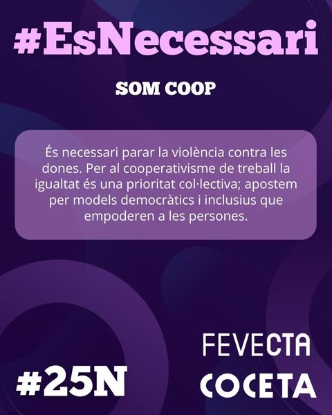 FEVECTA se suma el 25N a la campanya del cooperativisme de treball per l'erradicació de la violència contra les dones 